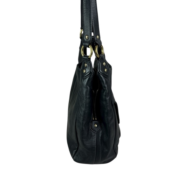COACH Black Leather Soho Campbell Hobo Shoulder Bag Brass Hardware Buckle Front - Picture 6 of 13